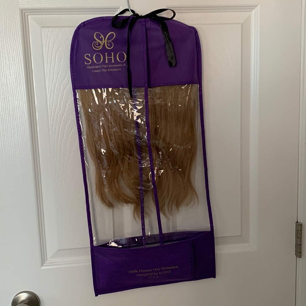 Human Hair Halo Wig, 15” Long